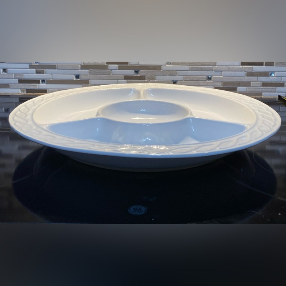 Vintage white Porcelain Divided Serving Platter